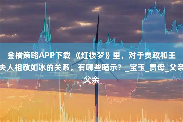 金橘策略APP下载 《红楼梦》里，对于贾政和王夫人相敬如冰的关系，有哪些暗示？_宝玉_贾母_父亲
