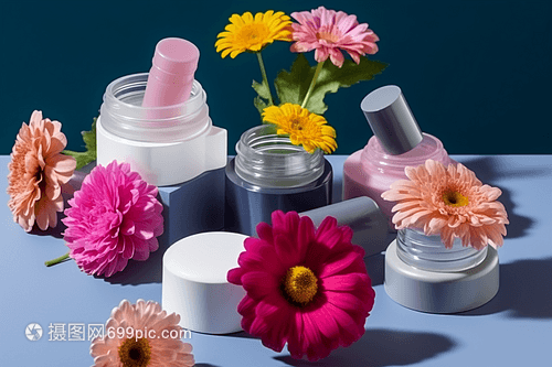 花卉化妆品容器渲染图
