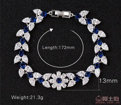 【宝莉雅花卉锆石手链水滴白金电镀手镯女礼物礼品厂家直销批发h0982ka】义乌市傅宝仙饰品厂 - 产品库