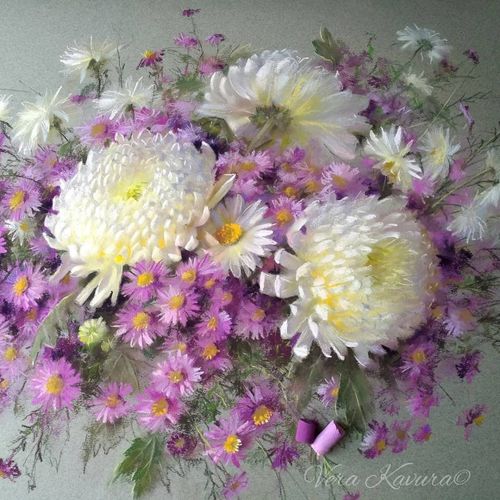 色粉花卉,难以想象的美丽,乌克兰艺术家 vera kavura